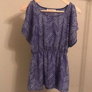 Prevett Blue and White Cold Shoulder Blouse - SM